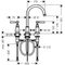 3-L Waschtischarmatur 180 AXOR MONTREUX DN 15 m Hebelgr. m ZAG 1 1/4Zoll chrom